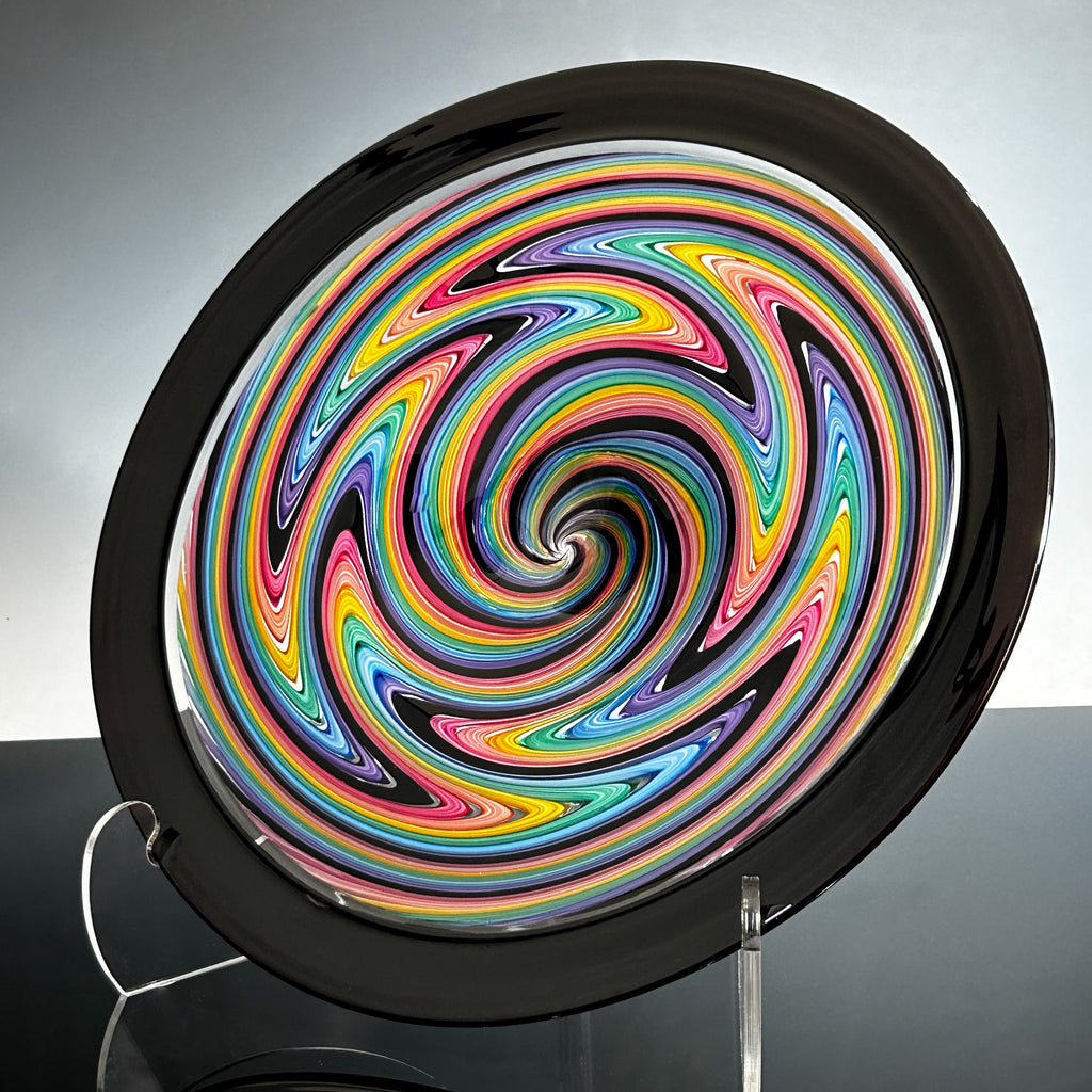 Black and Rainbow Cane Platter