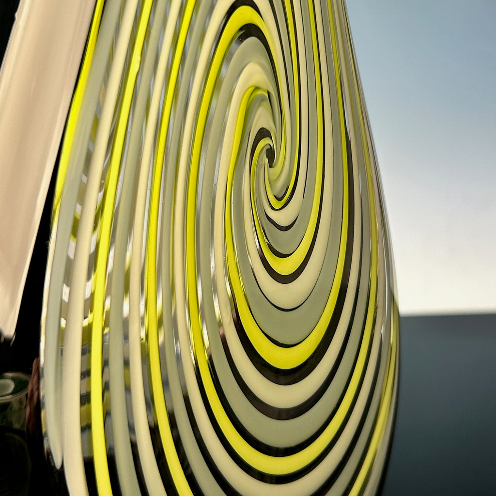 Teardrop Black & Green Cane Vase