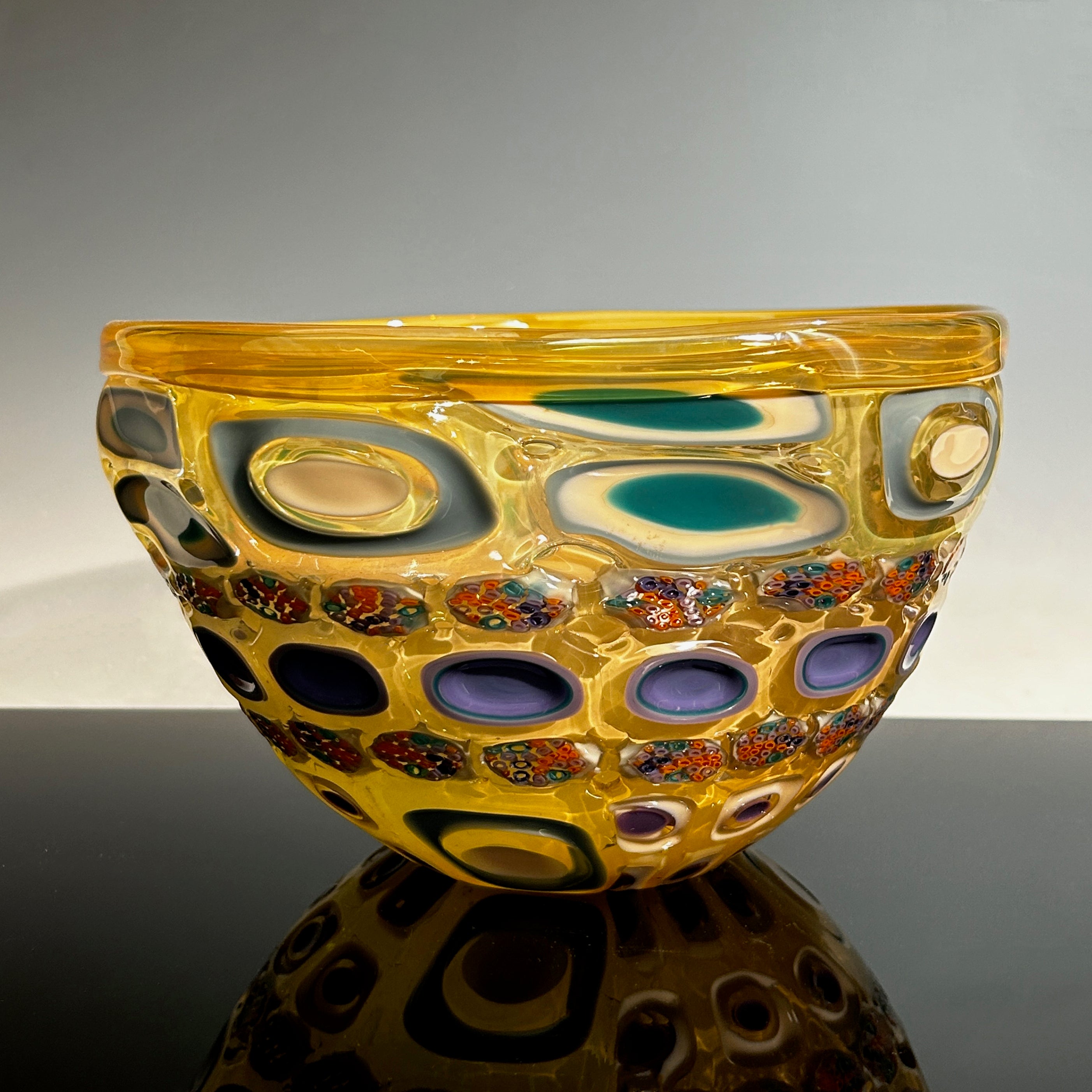 Golden Bowl Layered with Cane Cross-Sections