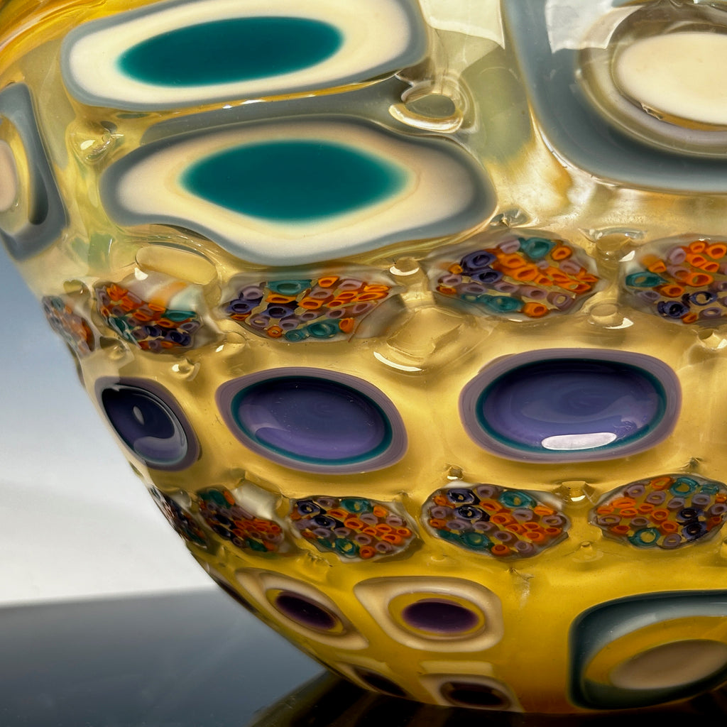 Golden Bowl Layered with Cane Cross-Sections