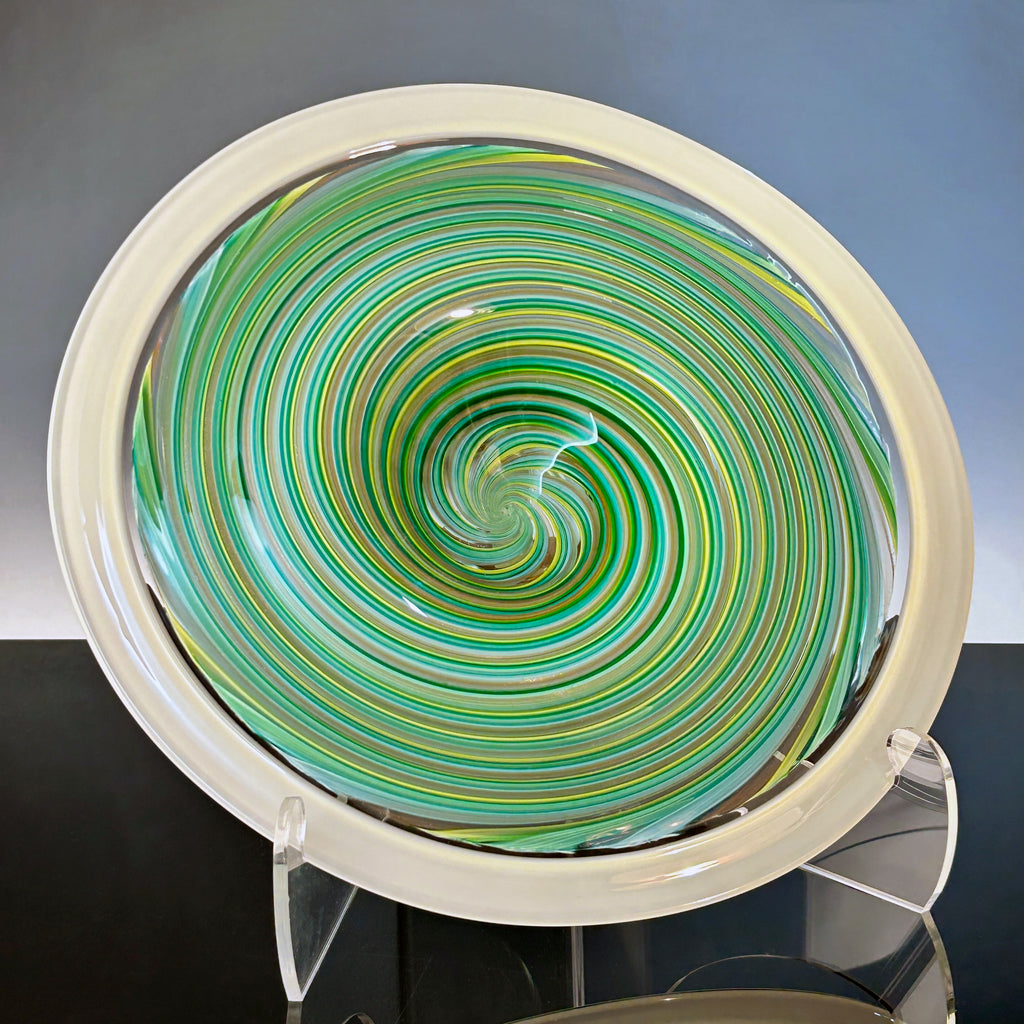Green & Copper Swirl Cane Platter