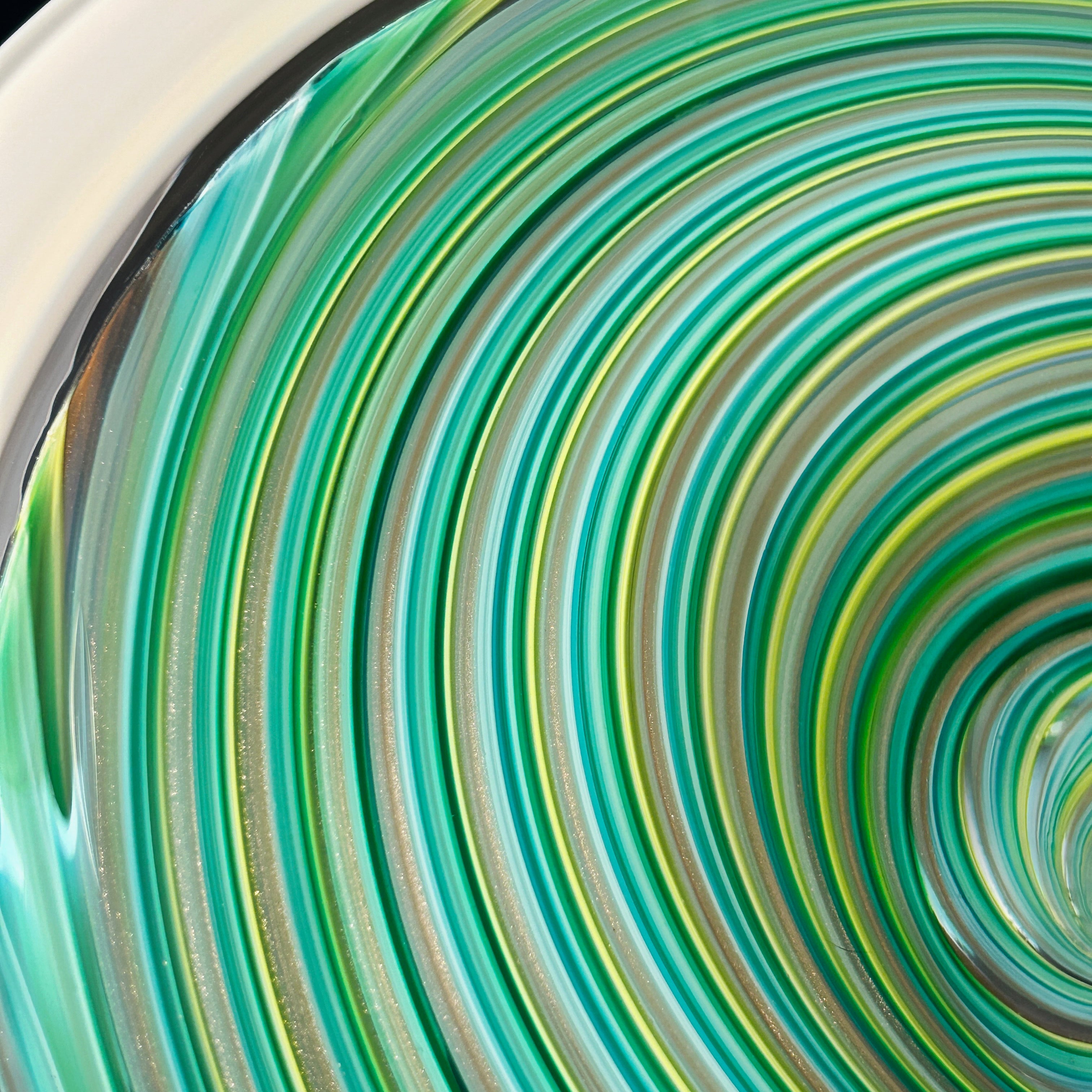 Green & Copper Swirl Cane Platter