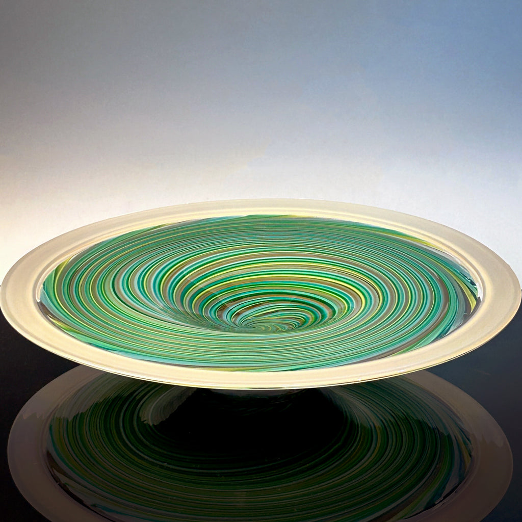Green & Copper Swirl Cane Platter