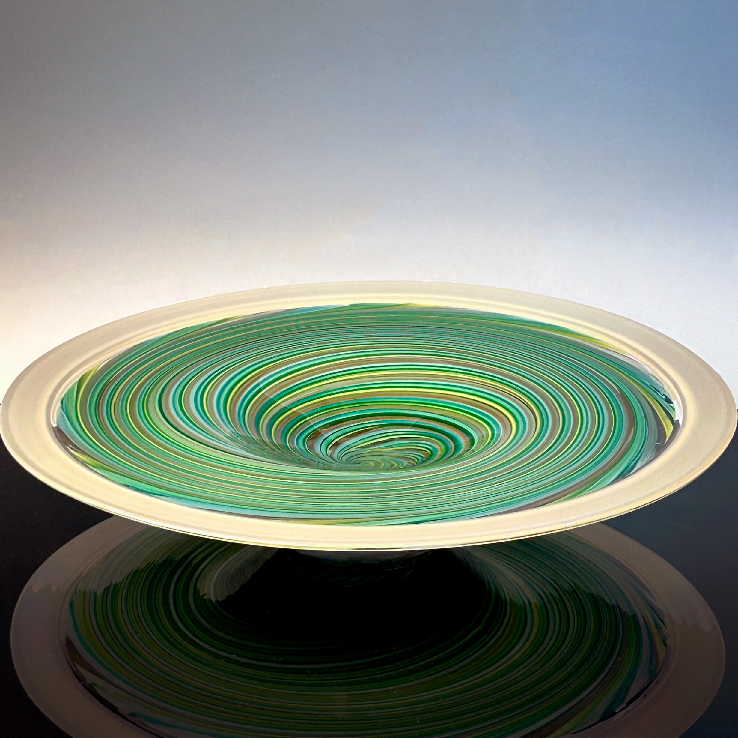 Green & Copper Swirl Cane Platter
