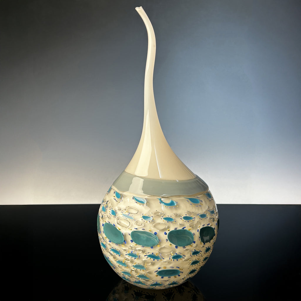 White and Blue Cane Vase