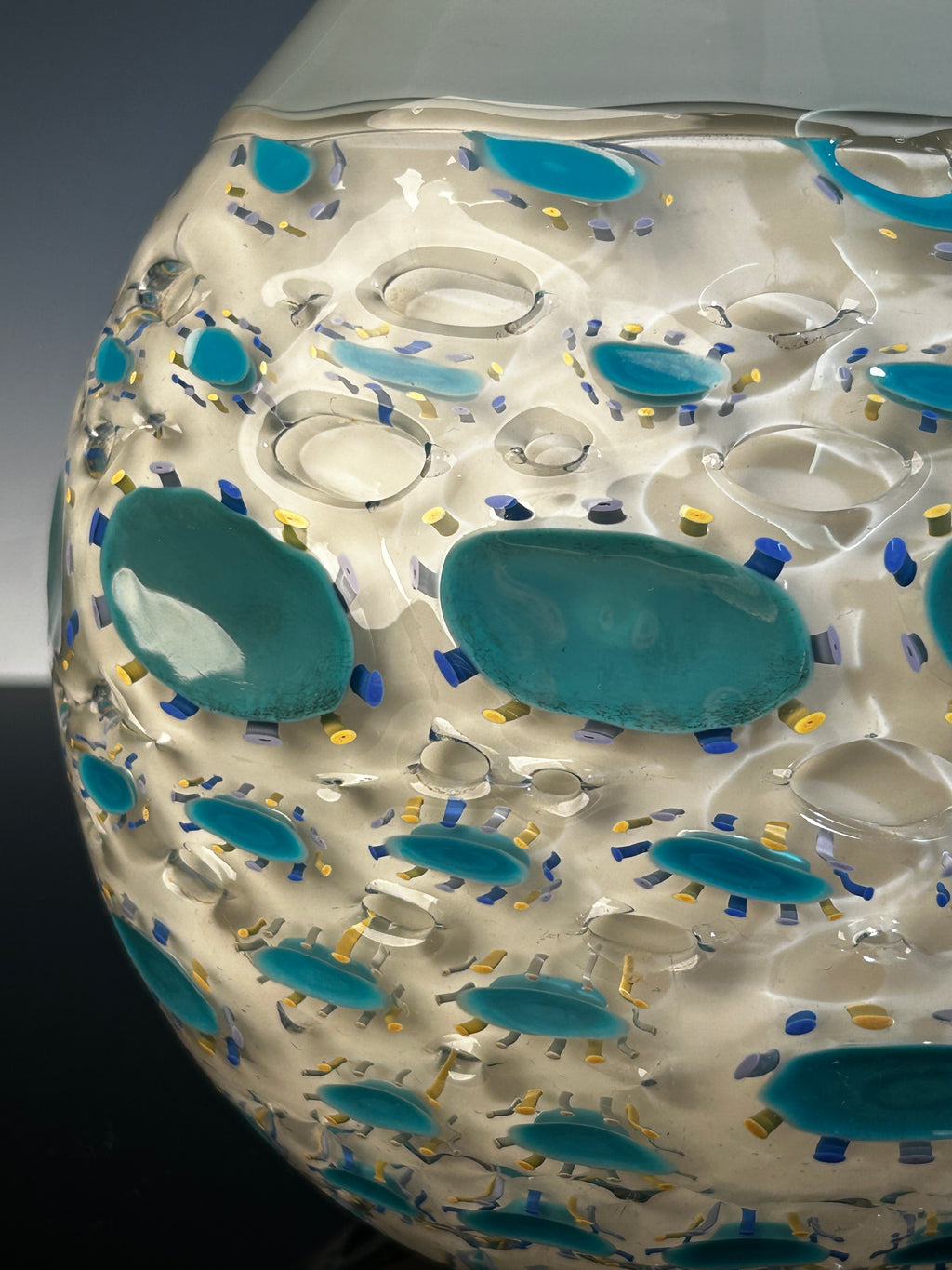 White and Blue Cane Vase