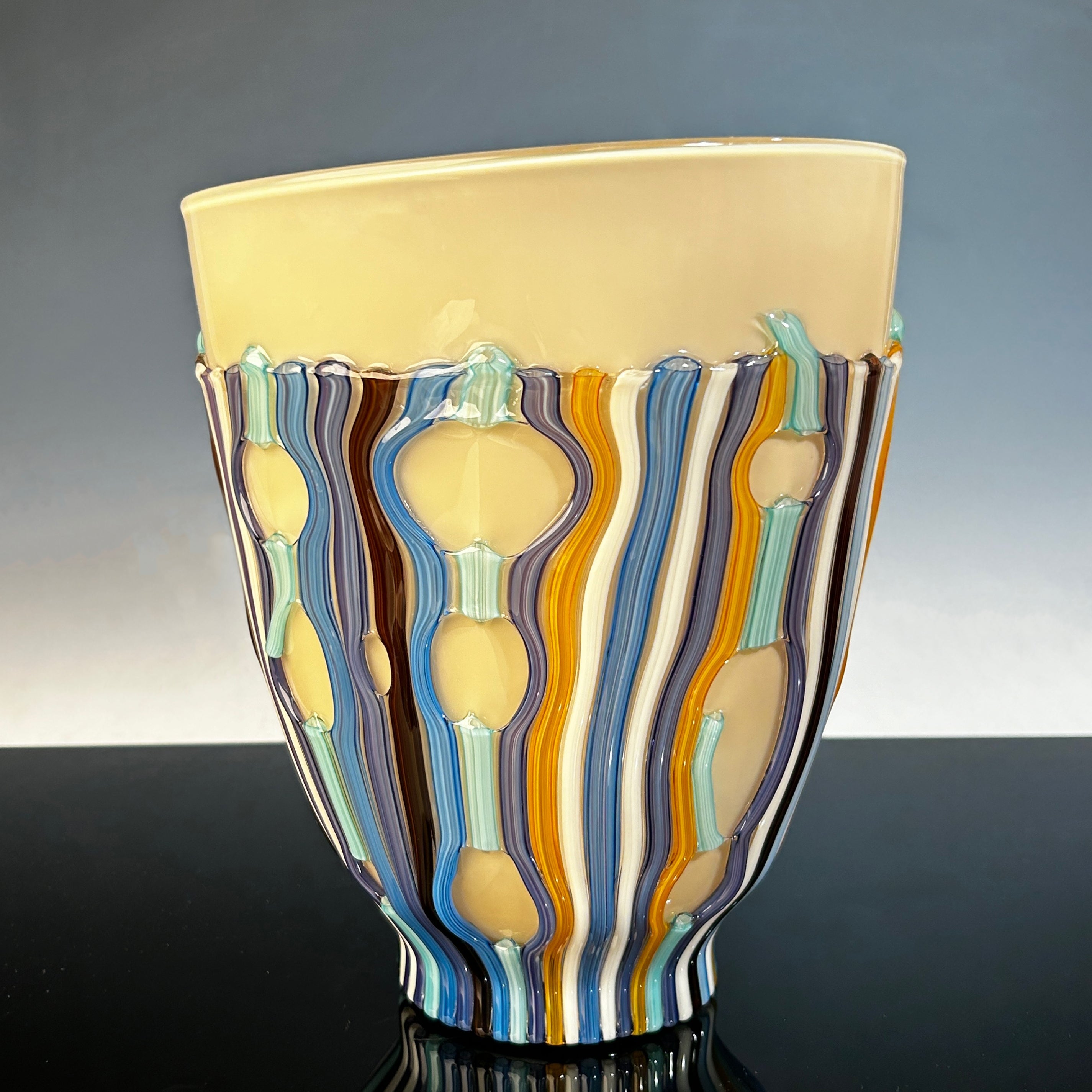 Cream Vase with Colored Cane